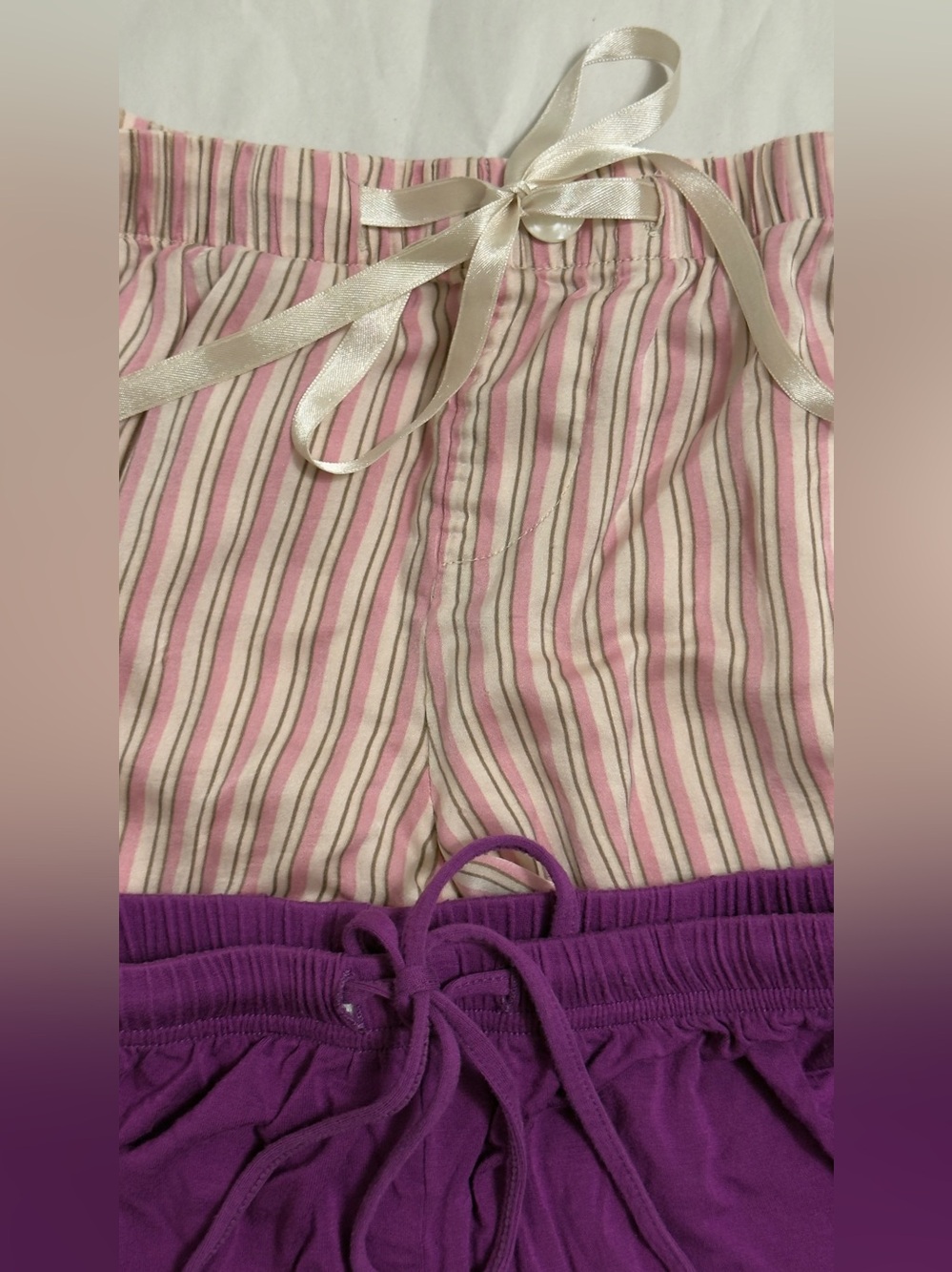 Women's Two-Pack Purple and Pink Striped Sleep Shorts - Picture 5 of 6